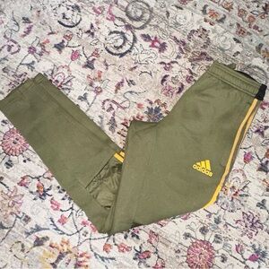 Olive green yellow and black adidas joggers